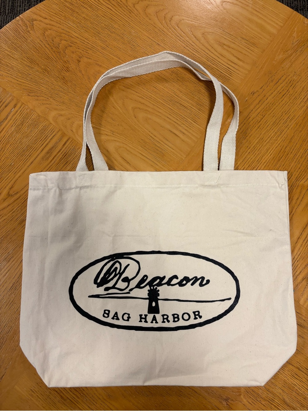 Beacon White Canvas Tote with Black Logo